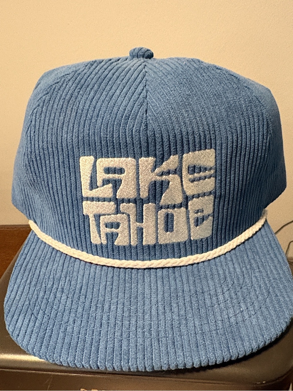 Lake Tahoe Blue Corduroy Rope-Trim Hat
